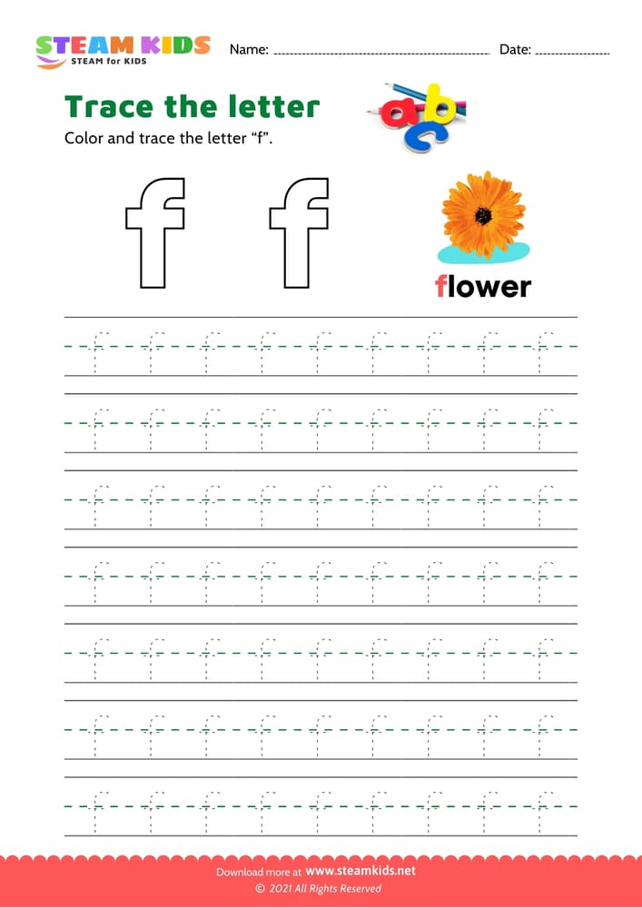 Free English Worksheet - Write lowercase letter 