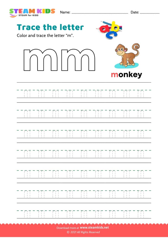 Free English Worksheet - Write lowercase letter 