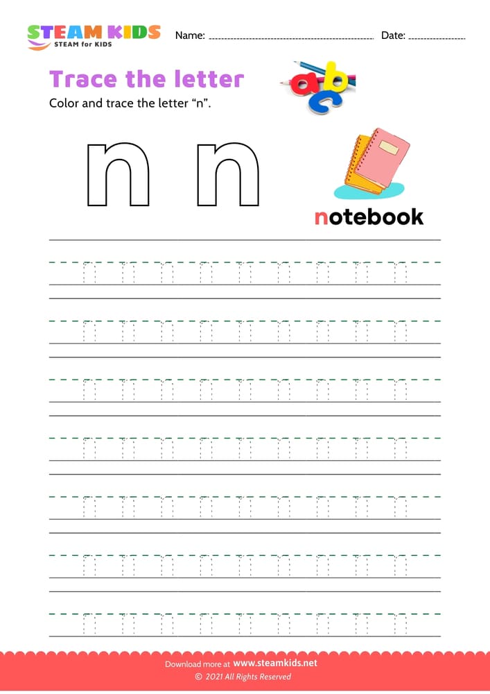 Free English Worksheet - Write lowercase letter 