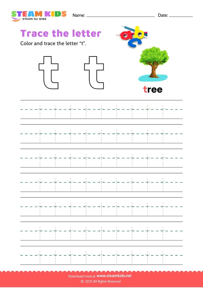 Free English Worksheet - Write lowercase letter 