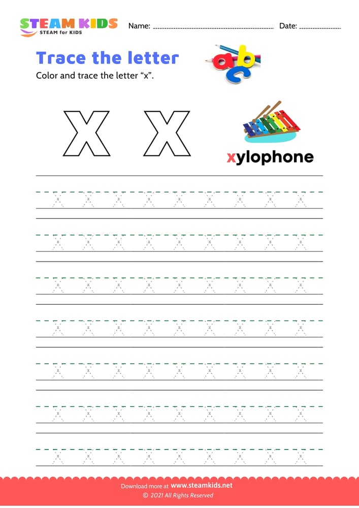 Free English Worksheet - Write lowercase letter 