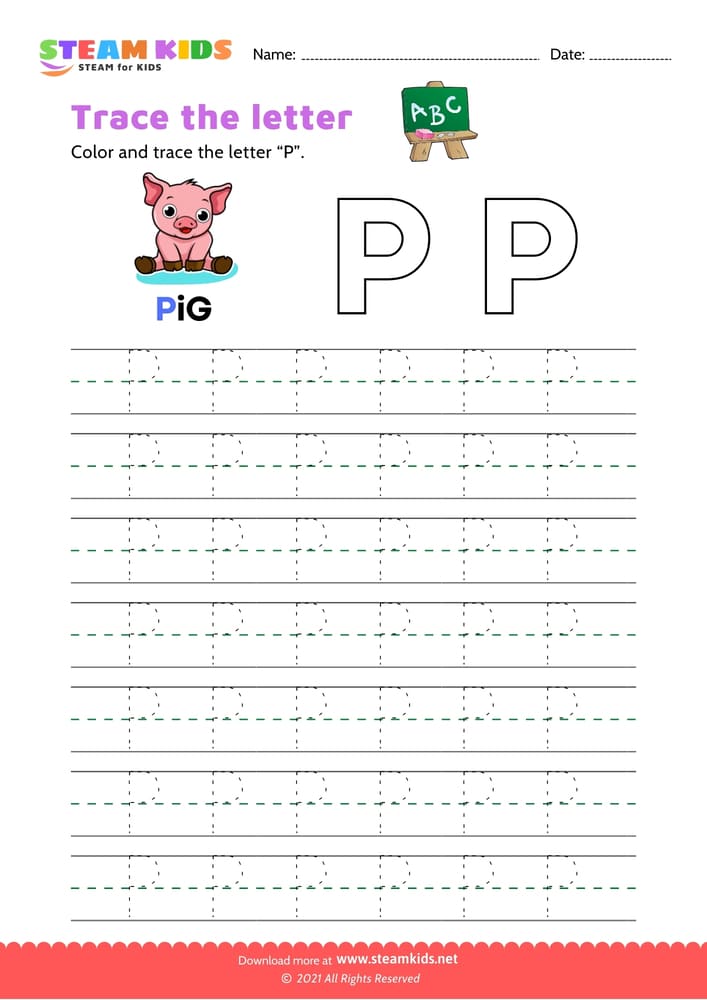 Free English Worksheet - Write uppercase letter 