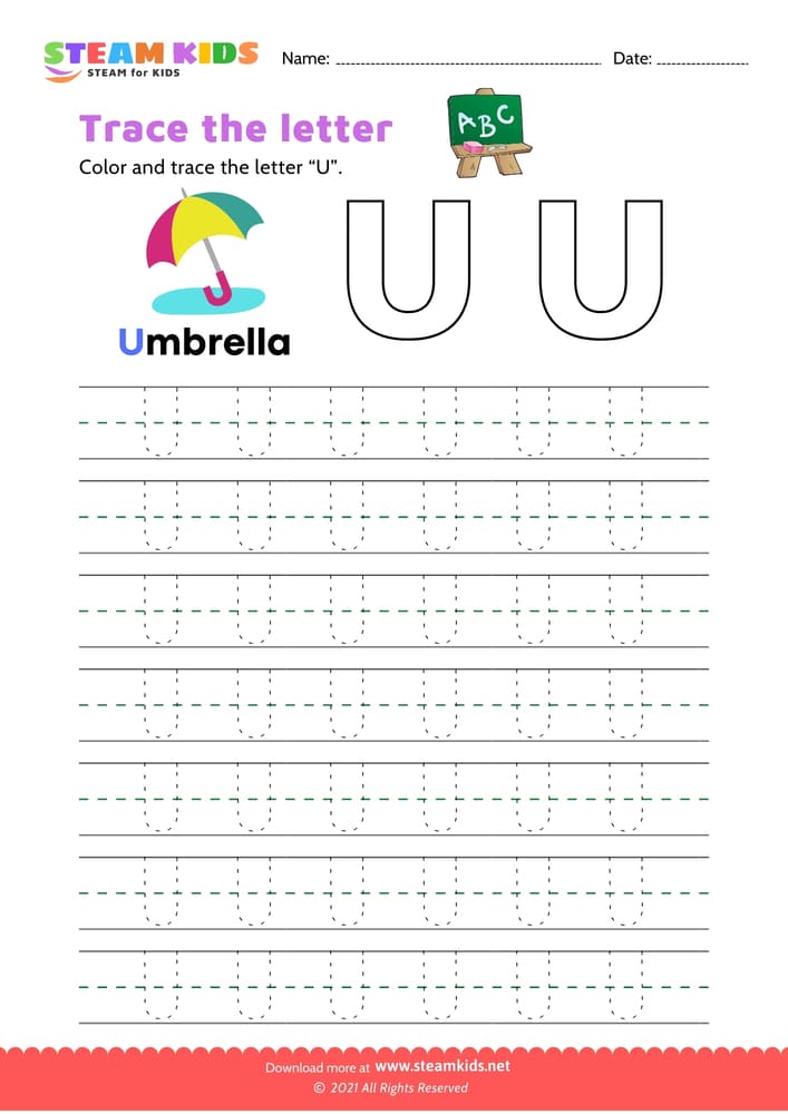 Free English Worksheet - Write uppercase letter 