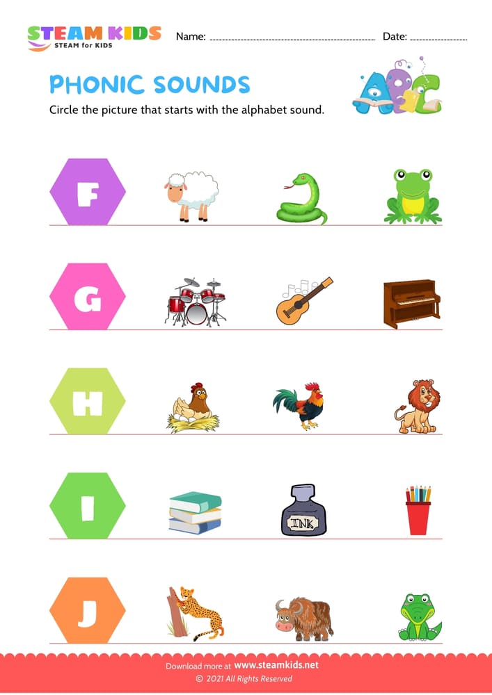 Free English Worksheet - Phonic sound - Worksheet 2