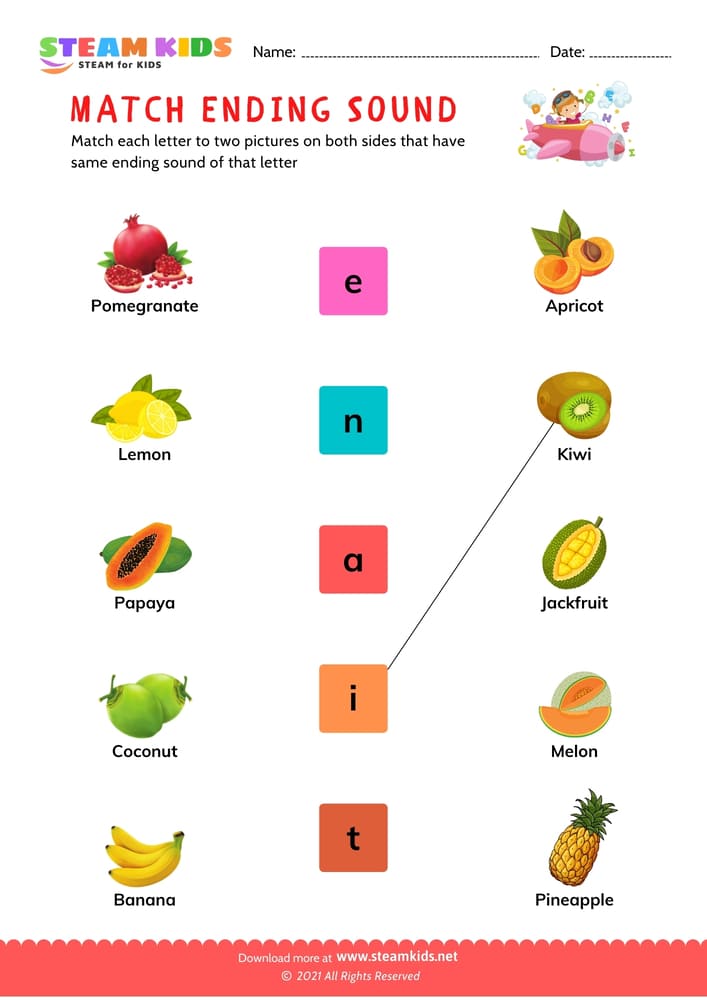 Free English Worksheet - Ending Sounds - Worksheet 3