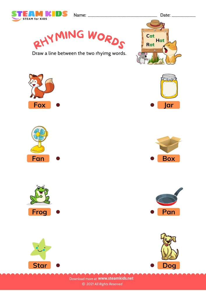 Free English Worksheet - Rhyming words - Worksheet 2