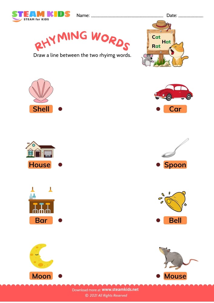 Free English Worksheet - Rhyming words - Worksheet 4