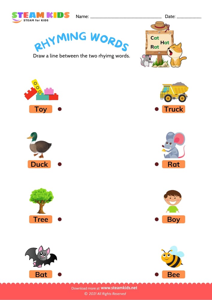 Free English Worksheet - Rhyming words - Worksheet 5