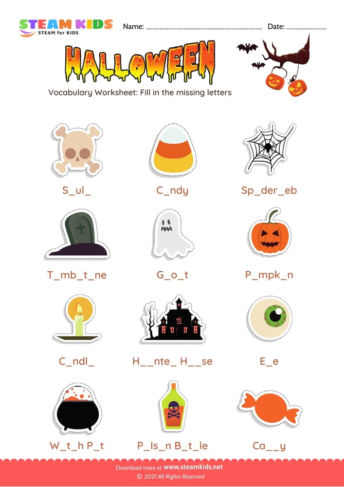 Free English Worksheet - Halloween
