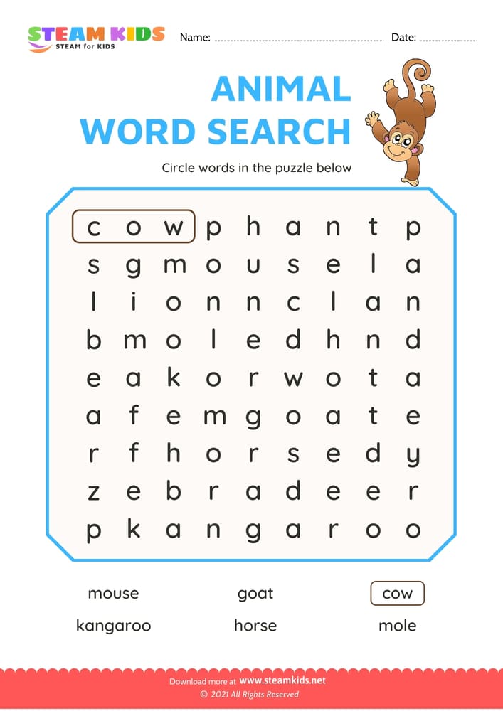 Free English Worksheet - Words Search - Worksheet 3