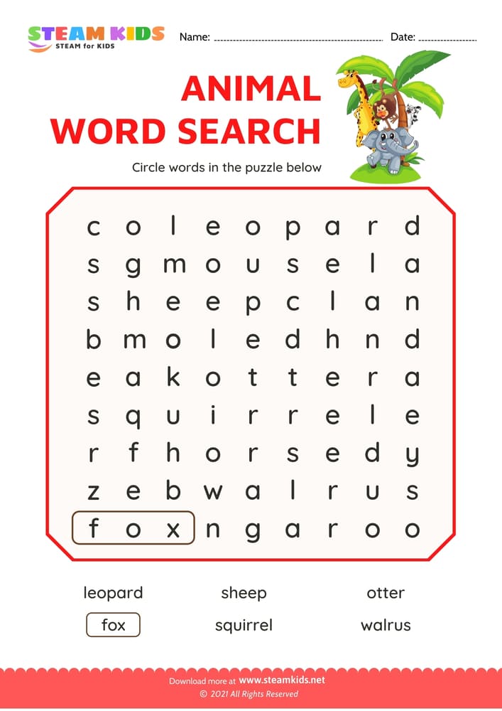 Free English Worksheet - Words Search - Worksheet 4