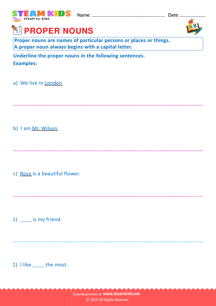 Free English Worksheet - Proper Nouns - Worksheet 9