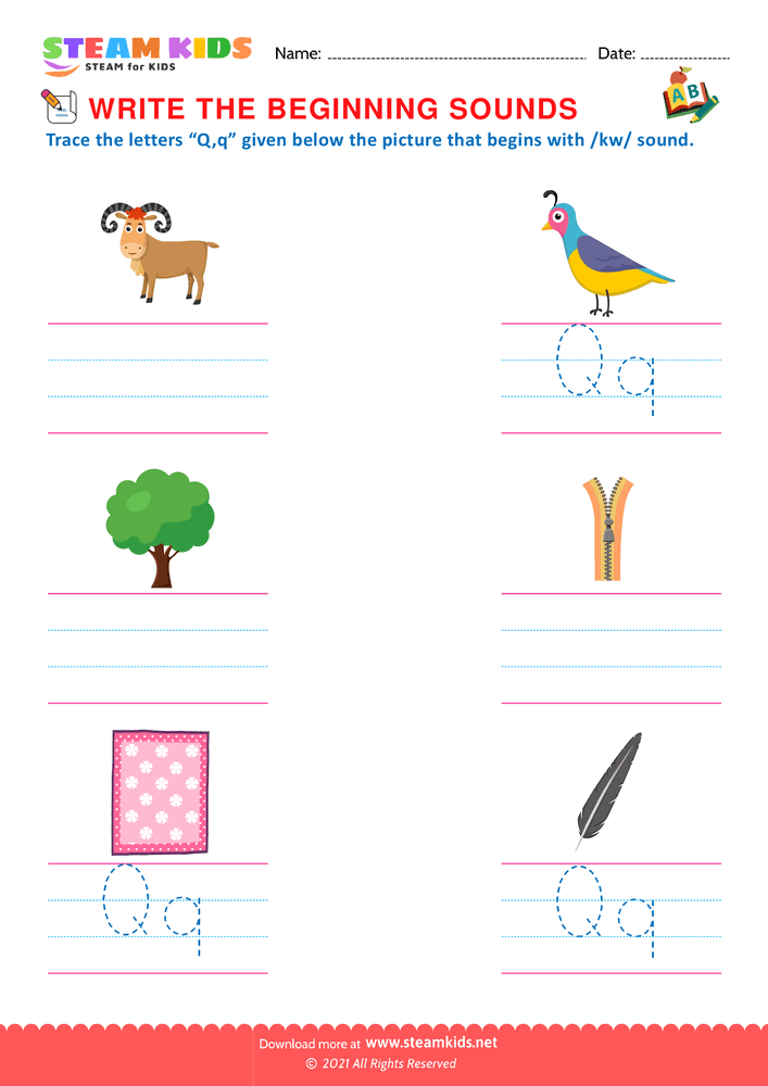 Free English Worksheet - Beginning Sounds - Worksheet 30