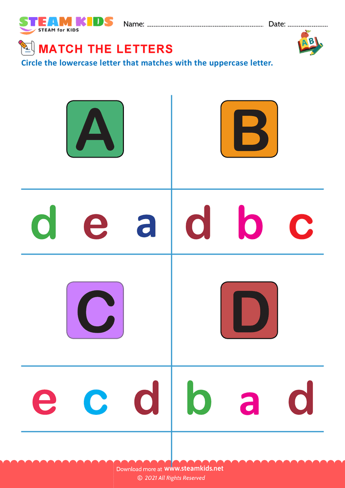 Free English Worksheet - Match letters - Worksheet 11