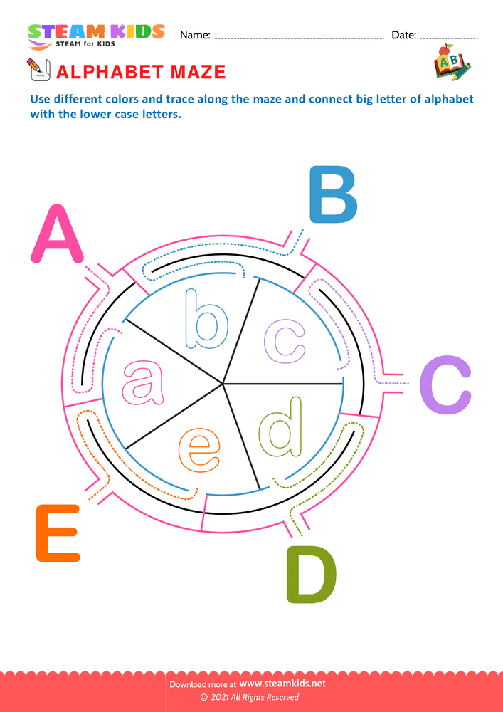 Free English Worksheet - Alphabet Maze - Worksheet 2