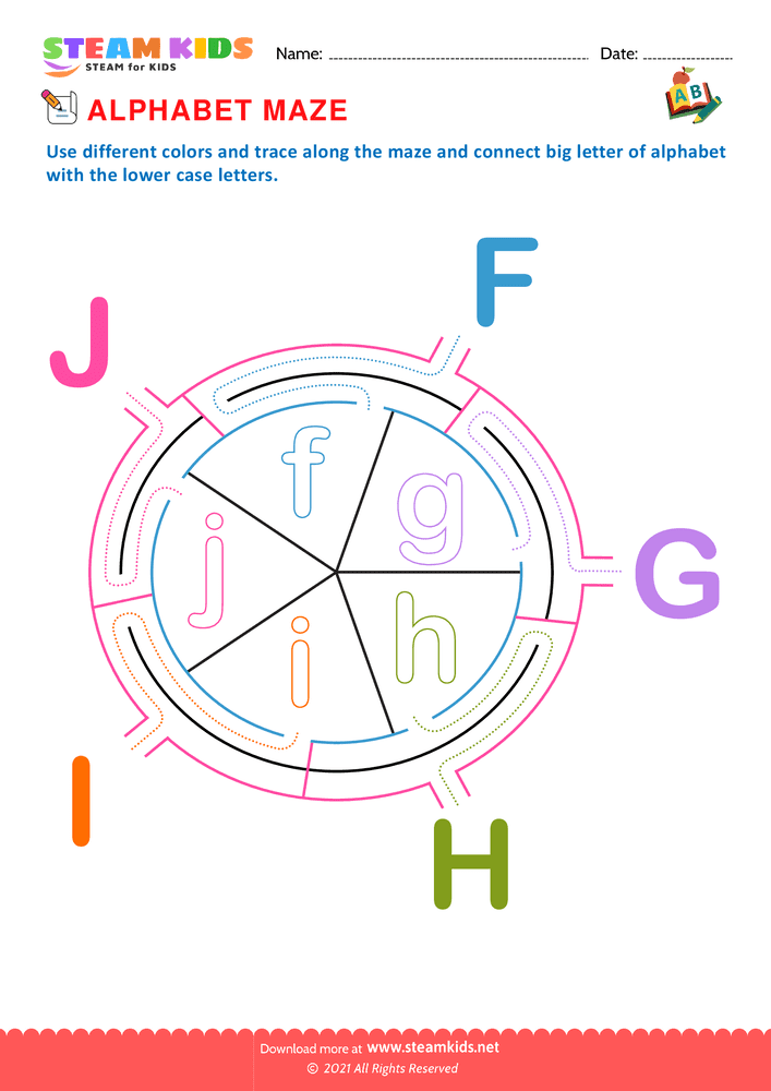 Free English Worksheet - Alphabet Maze - Worksheet 3