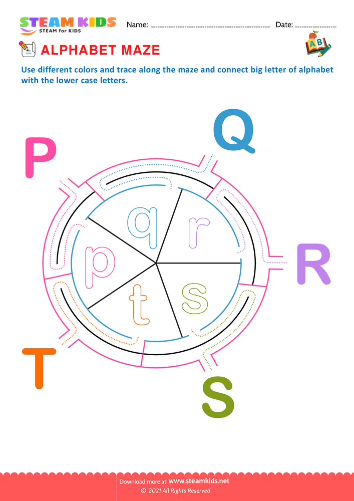 Free English Worksheet - Alphabet Maze - Worksheet 5