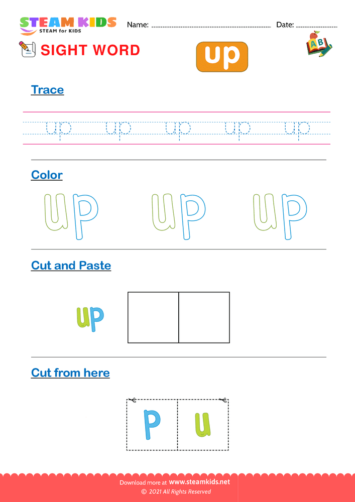 Free English Worksheet - Sight Words ''up''