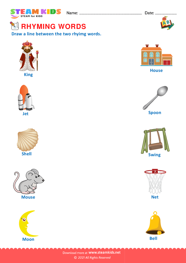 Free English Worksheet - Rhyming Words - Worksheet 8