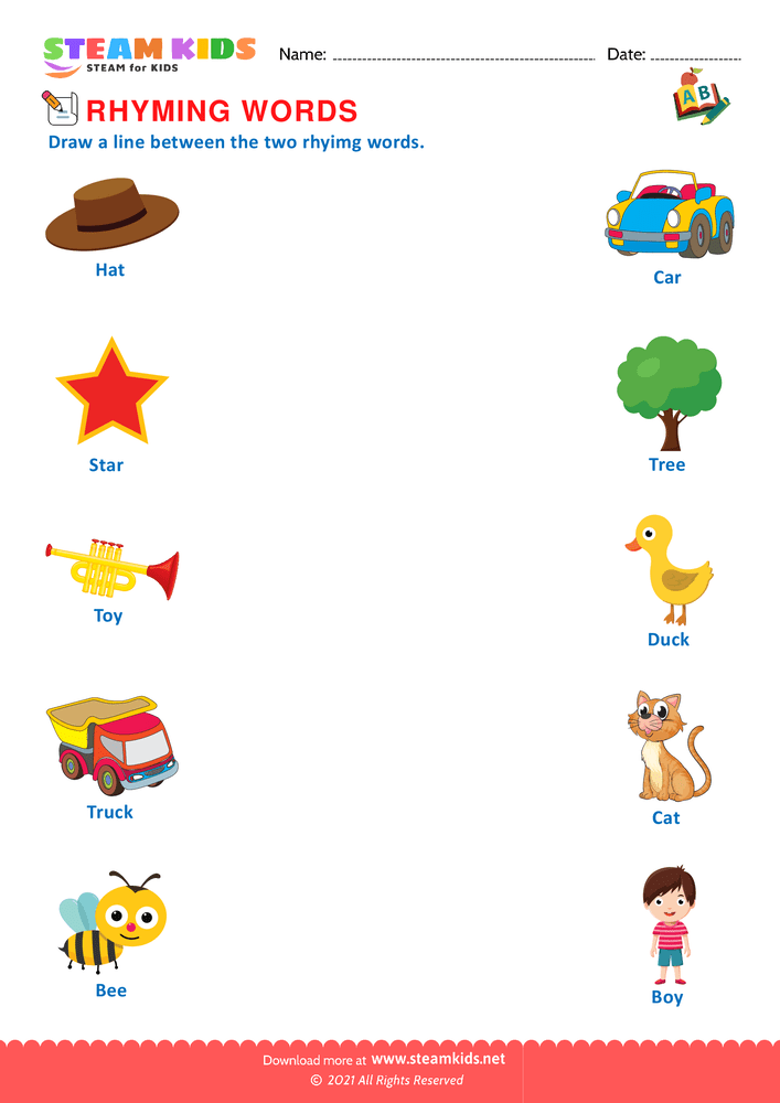 Free English Worksheet - Rhyming Words - Worksheet 9