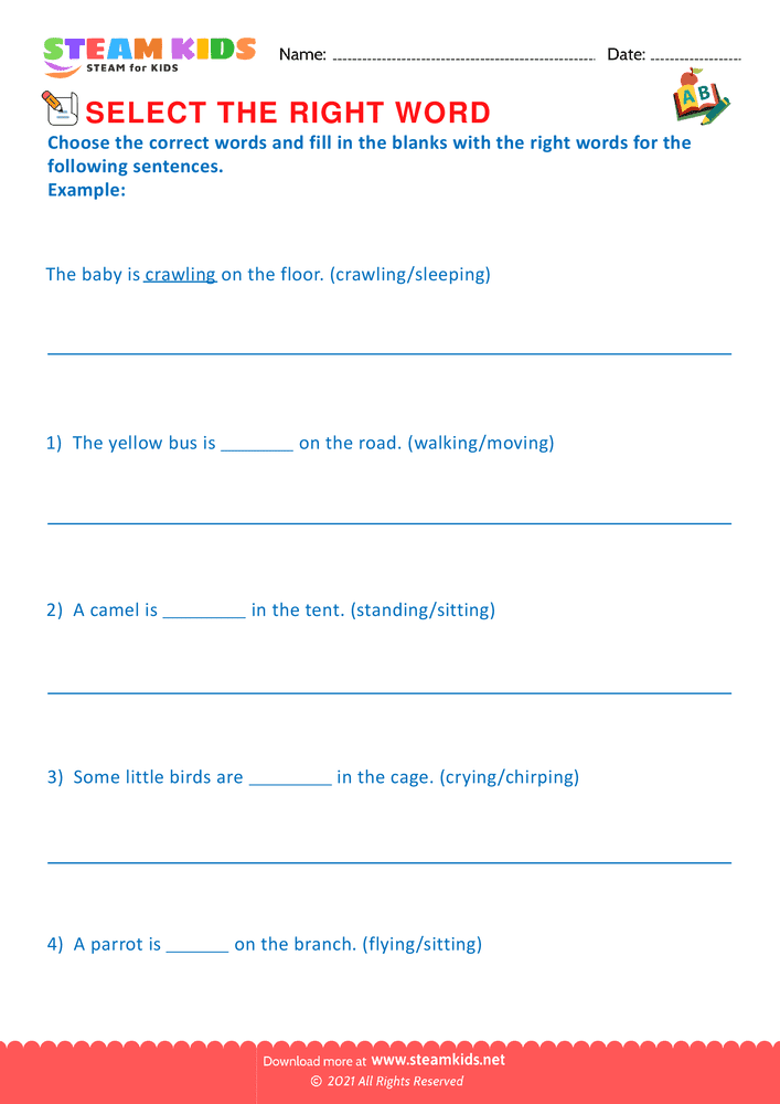 Free English Worksheet - Choose correct word - Worksheet 2