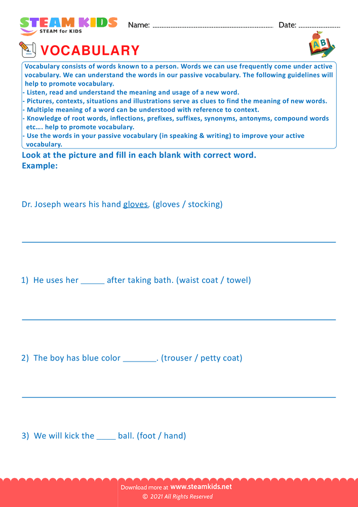 Free English Worksheet - Choose correct word - Worksheet 5