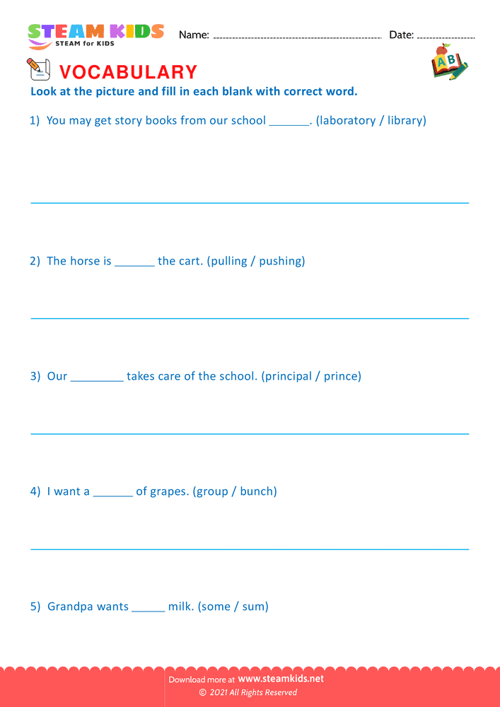 Free English Worksheet - Choose correct word - Worksheet 8