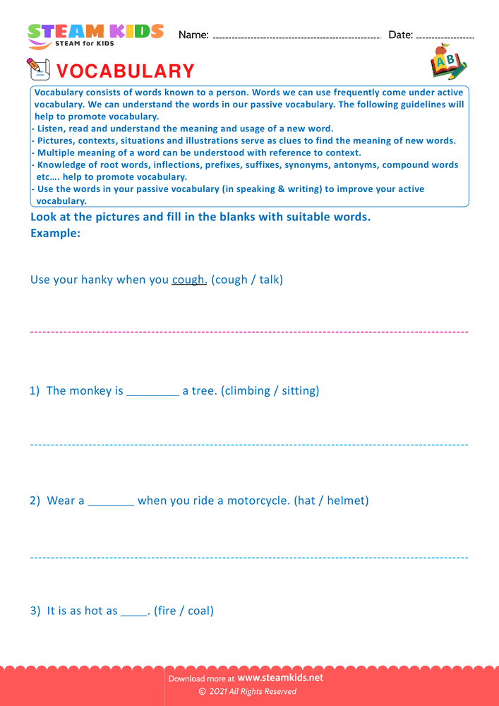 Free English Worksheet - Choose correct word - Worksheet 9