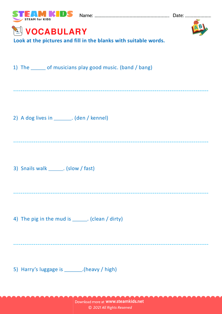 Free English Worksheet - Choose correct word - Worksheet 10