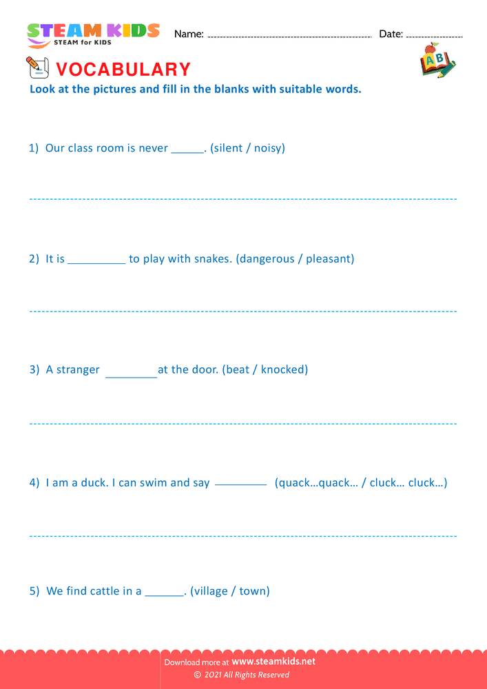 Free English Worksheet - Choose correct word - Worksheet 11