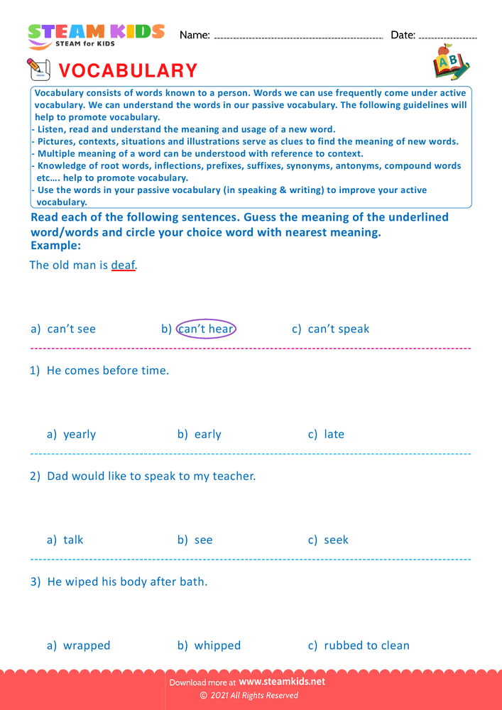 Free English Worksheet - Choose correct word - Worksheet 12