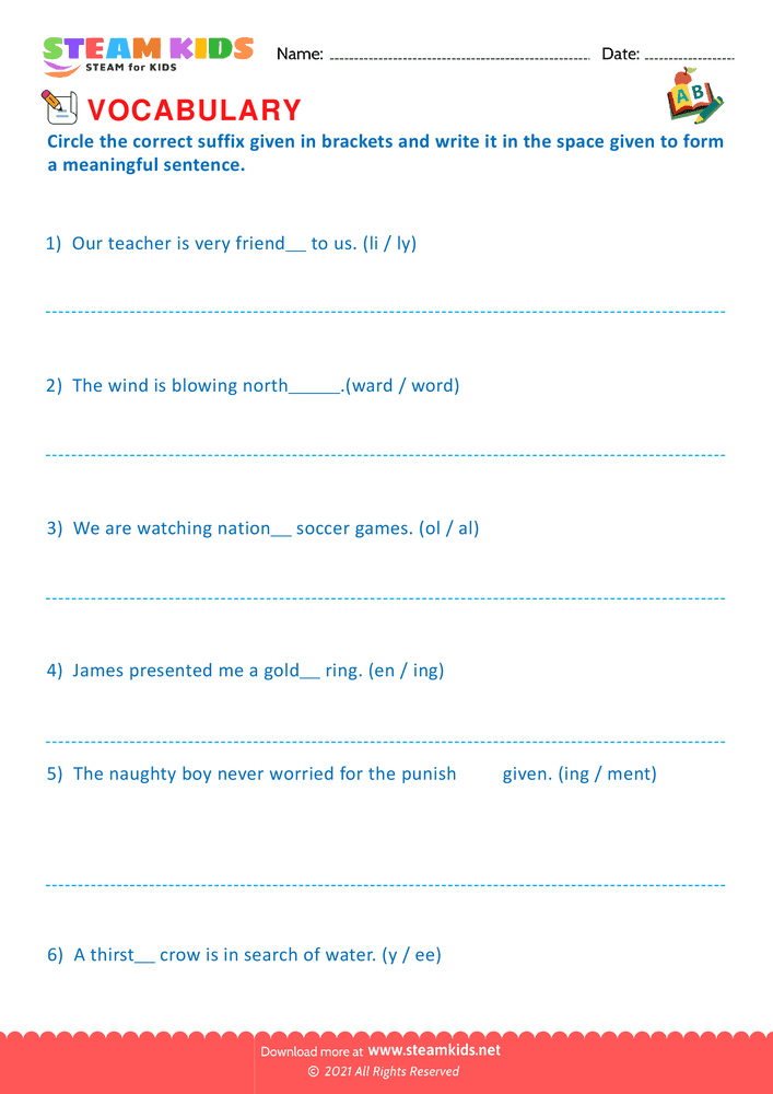 Free English Worksheet - Prefix and Suffix - Worksheet 2