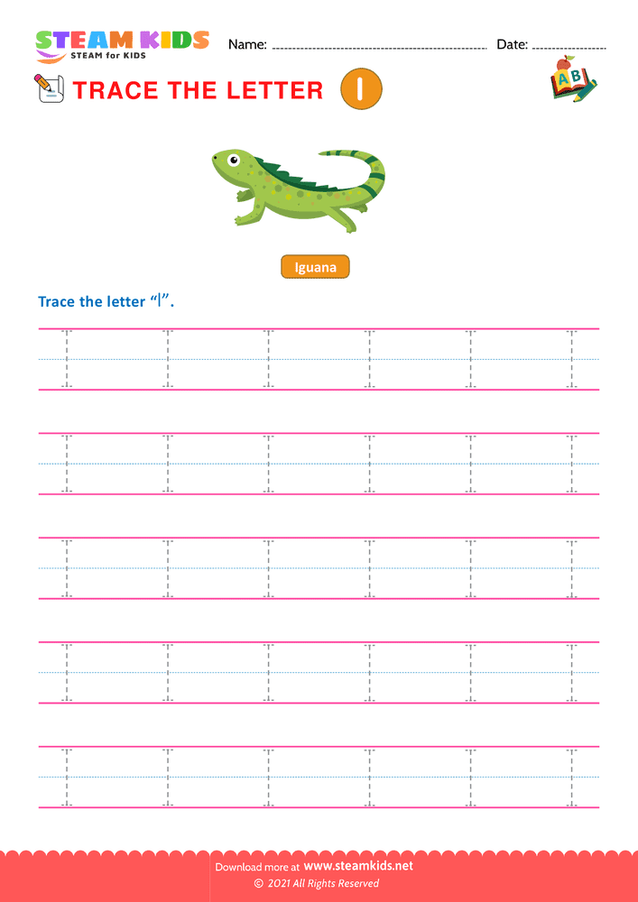 Free English Worksheet - Write Uppercase Letters ''I''