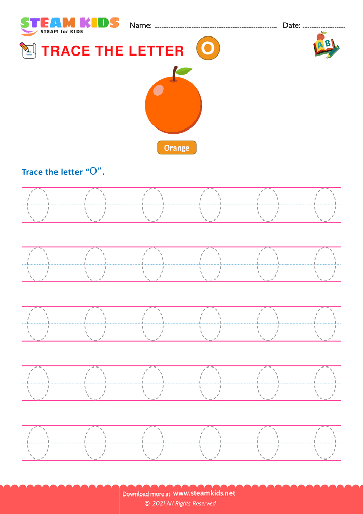 Free English Worksheet - Write Uppercase Letters ''O''