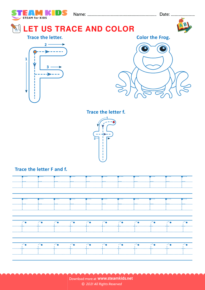 Free English Worksheet - Trace and Color - Worksheet 6