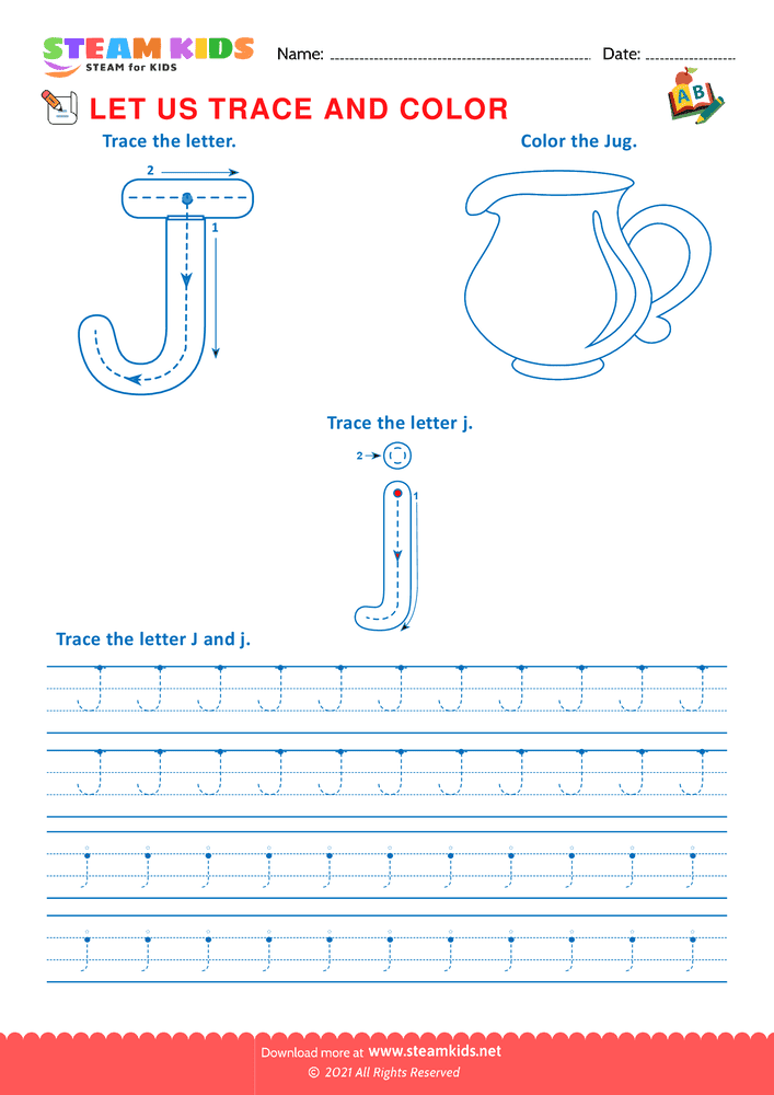 Free English Worksheet - Trace and Color - Worksheet 10