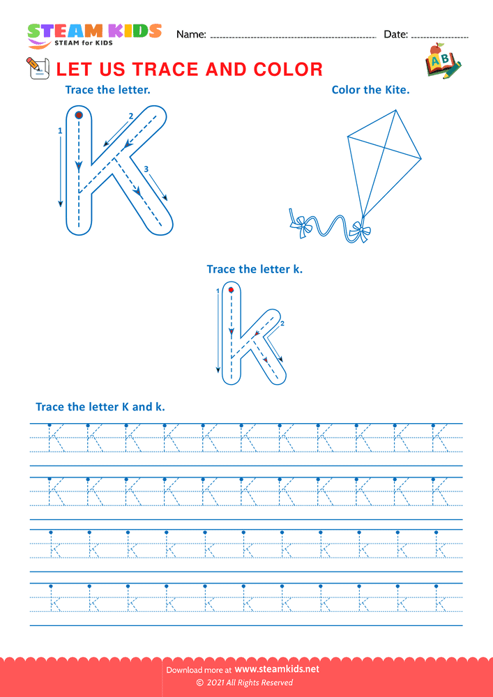 Free English Worksheet - Trace and Color - Worksheet 11