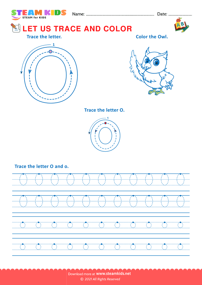 Free English Worksheet - Trace and Color - Worksheet 15