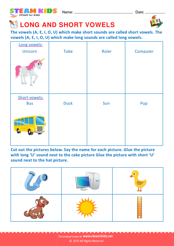 Free English Worksheet - Long and short vowels - Worksheet 5