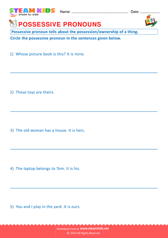 Free English Worksheet - Possessive pronounsc - Worksheet 2