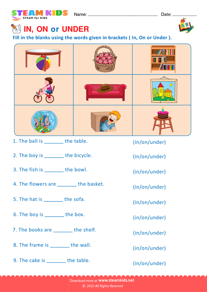 Free English Worksheet - Prepositions - Worksheet 3