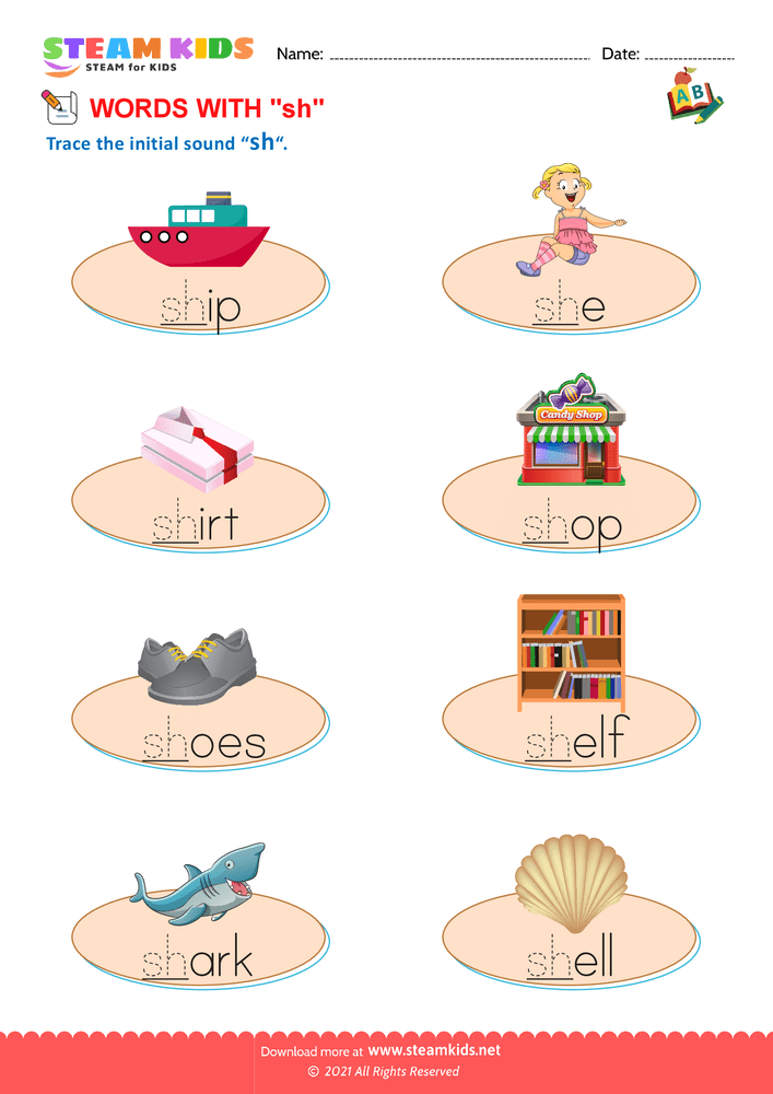 Free English Worksheet - Blends and Digraphs - Worksheet 8