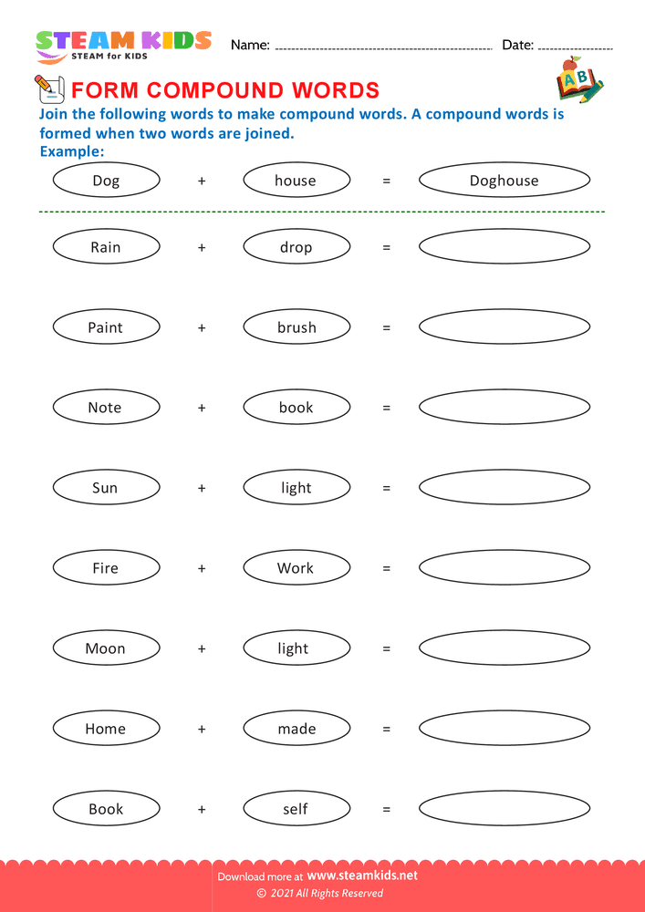 Free English Worksheet - Form Compound Words - Worksheet 3