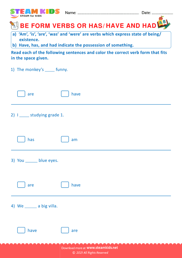Free English Worksheet - Use of has and have - Worksheet 11