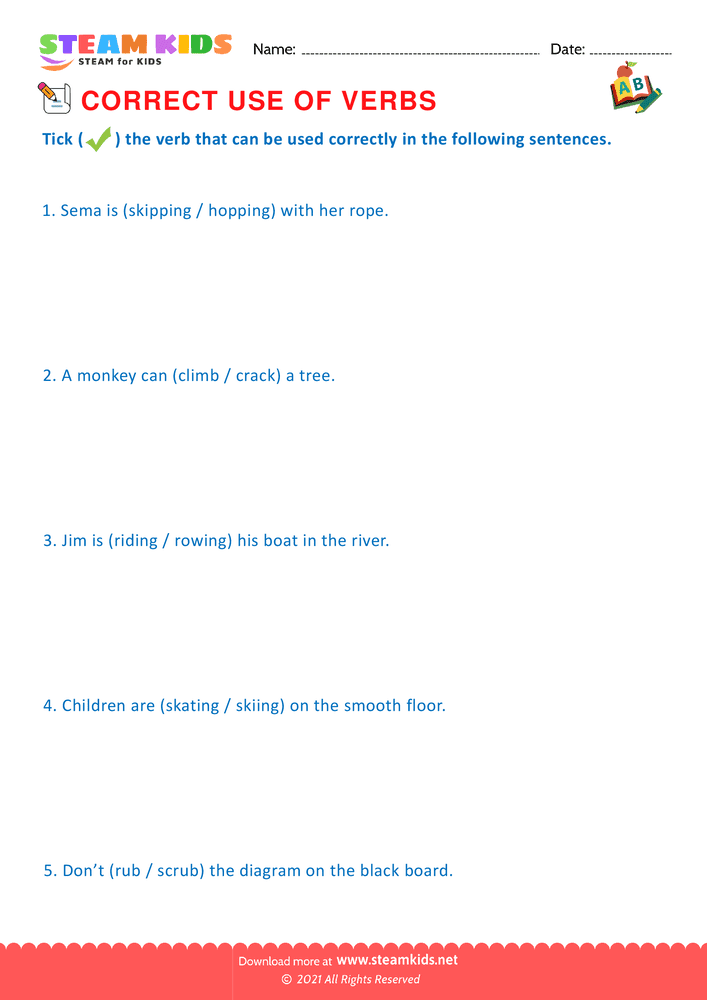 Free English Worksheet - Correct use of verbs - Worksheet 2