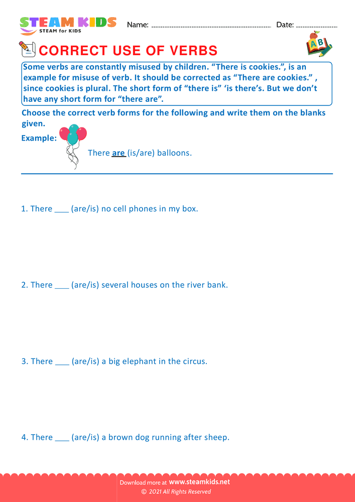 Free English Worksheet - Correct use of verbs - Worksheet 5