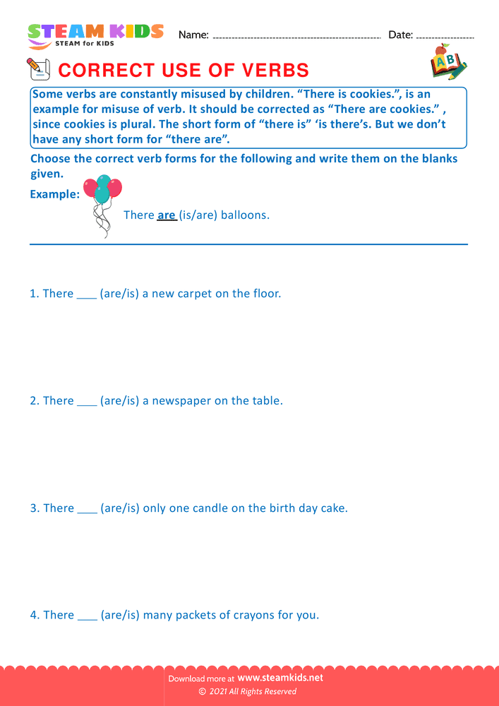 Free English Worksheet - Correct use of verbs - Worksheet 9
