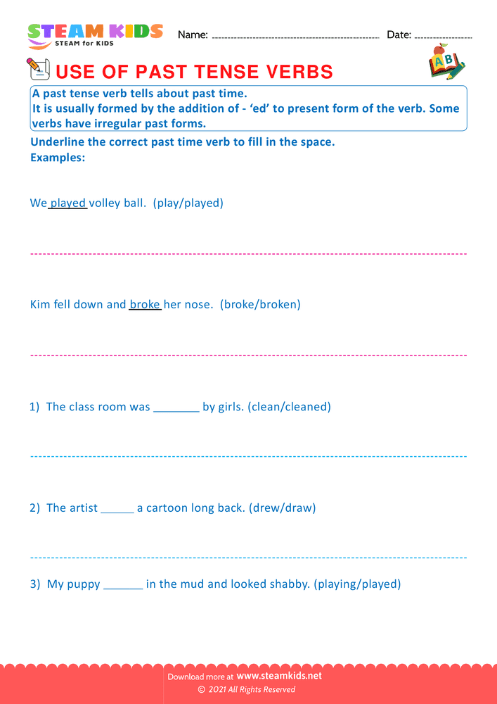 Free English Worksheet - Use of present tense verbs - Worksheet 5