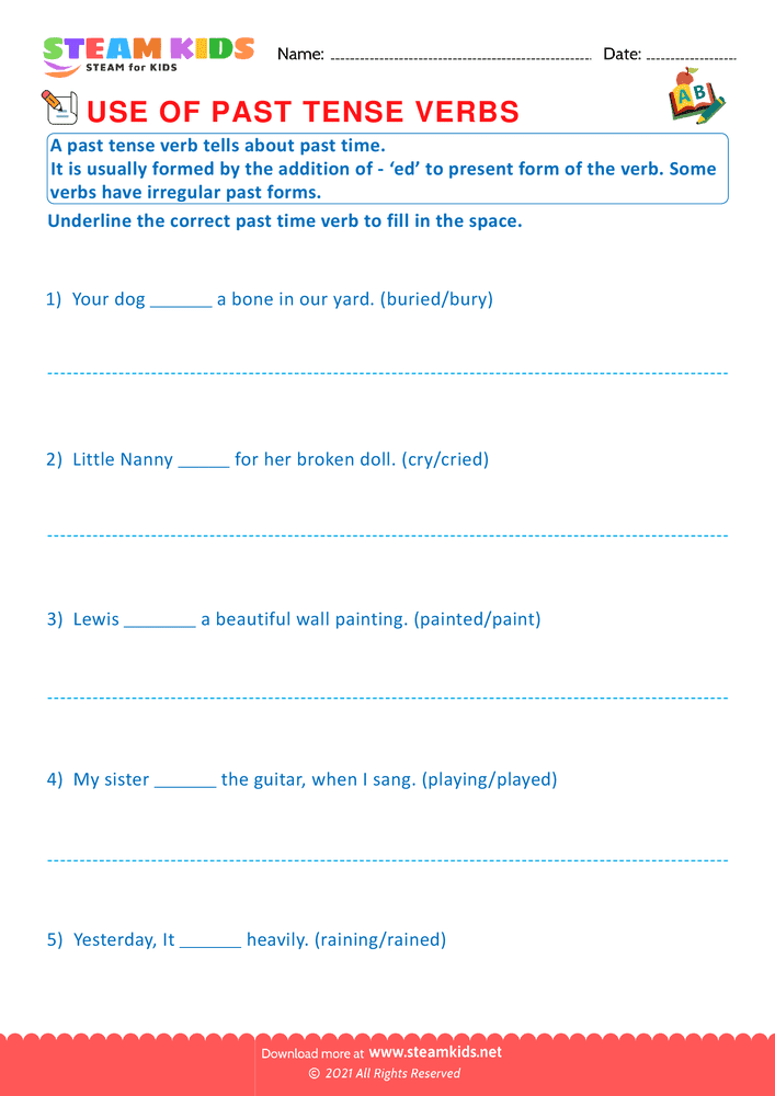 Free English Worksheet - Use of present tense verbs - Worksheet 8