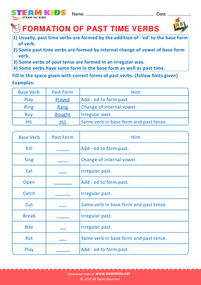 Free English Worksheet - Use of present tense verbs - Worksheet 9